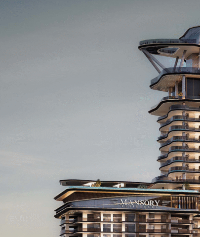 Branded residences in Amaal 8, MBR City, offering twin towers with stunning lagoon views