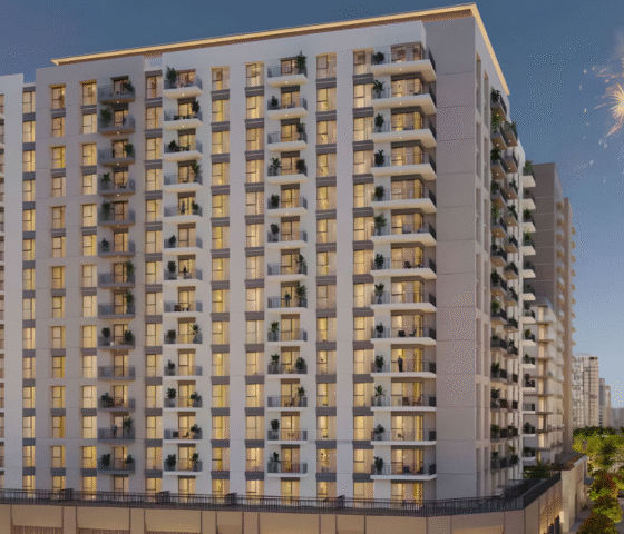 Camden tower exterior with modern design and glass accents