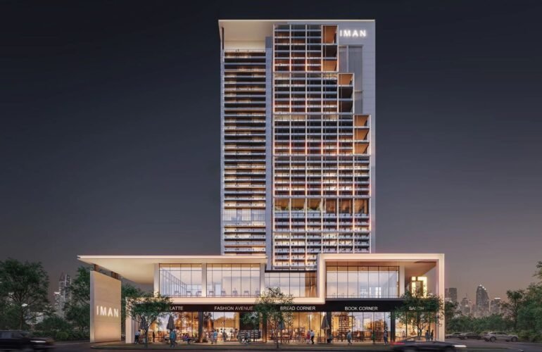 Modern facade of Sierra by Iman Developers in Motor City