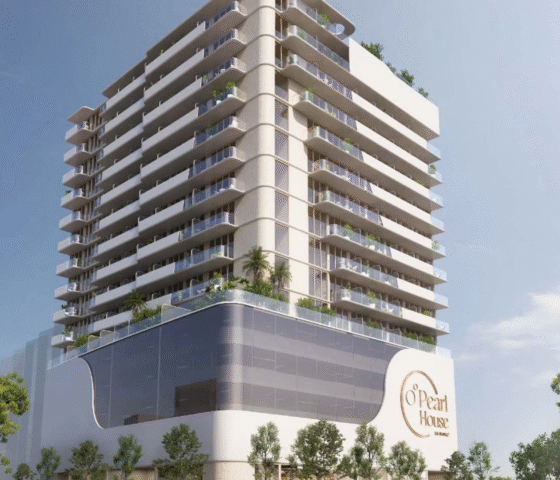 A bright and elegantly designed studio apartment interior at Pearl House 4, showcasing the high-quality finishes and efficient use of space.