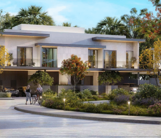 Ultra-modern 4-bedroom estate home exterior at Pinewood Estate Homes by Wasl.