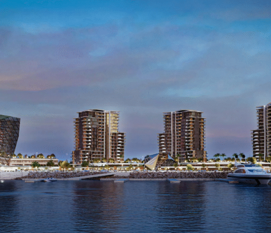 The modern Portside Square project featuring three high-rise residential towers and contemporary architectural design.