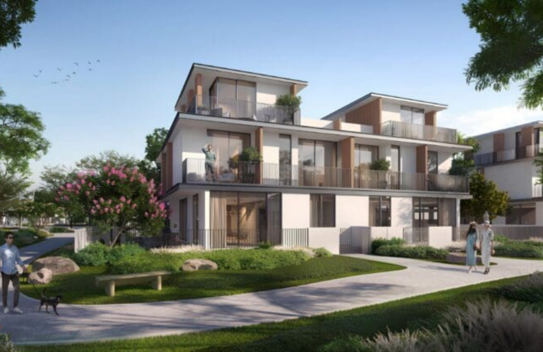 Modern luxury villa architecture at The Heights Country Club & Wellness by Emaar in Al Yalayis, Dubai.