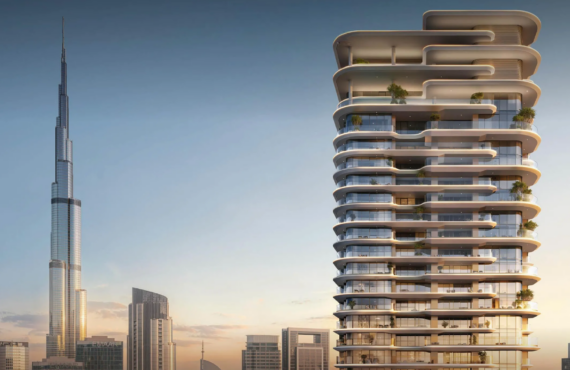 Avarra by Palace by Emaar in Dubai – modern luxury residential tower with Burj Khalifa in the background.
