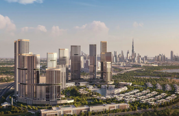 Skyvue Altier by Sobha Realty at Sobha Hartland II with panoramic Downtown Dubai skyline views.