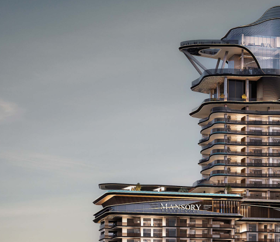 Branded residences in Amaal 8, MBR City, offering twin towers with stunning lagoon views