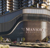 Serene lagoon view with modern residential towers and lush greenery