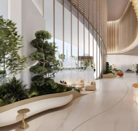 Contemporary apartment living space with natural light