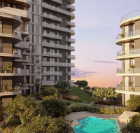 An aerial view of the Wasl Gate master community, highlighting its green spaces and smart infrastructure.