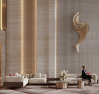 Luxury lobby with designer lights and modern seating