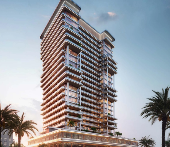 Exterior view of the Binghatti Hillside residential building, showcasing its distinctive balconies and modern facade.