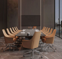 Conference room with executive seating and skyline views