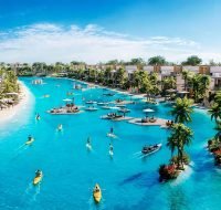 A tropical oasis at DAMAC Islands, surrounded by spacious homes and palm-fringed beaches.