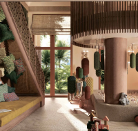 Creative children’s play area with a slide, reading nook, and unique design elements.