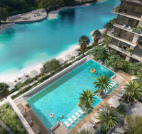 Waterfront living in Meydan Horizon with resort-style pool and lagoon views