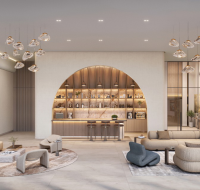 Contemporary indoor recreation space with stylish seating.
