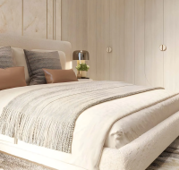 Cozy bedroom interior with comfortable bed and natural light