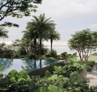 Contemporary living room with panoramic sea views