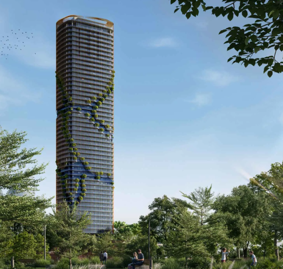 Kanyon by Beyond residential tower in Dubai Maritime City, featuring vertical architecture, integrated greenery, and nature-inspired design.
