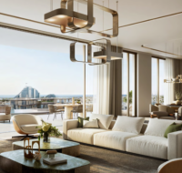 Open-plan living and dining area with elegant finishes and plenty of natural light.