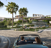 Beautiful coastal views with marina and landscaped surroundings