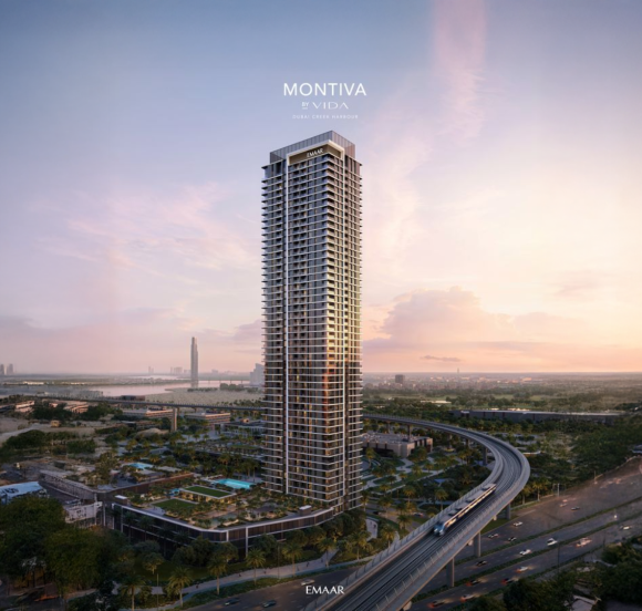 Modern façade of Montiva by VIDA at Dubai Creek Harbour