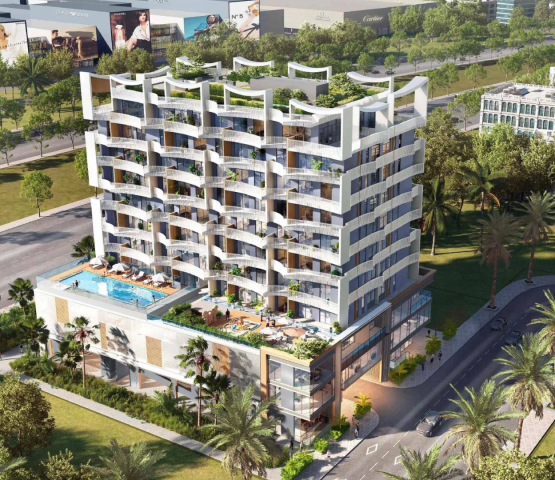 Nautis Residences exterior with wave-like balconies