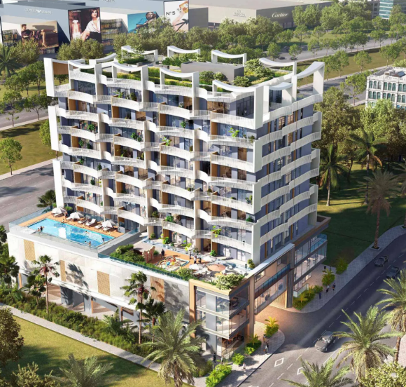 Nautis Residences exterior with wave-like balconies