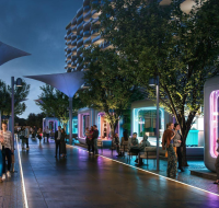 Open courtyard and pedestrian-friendly spaces