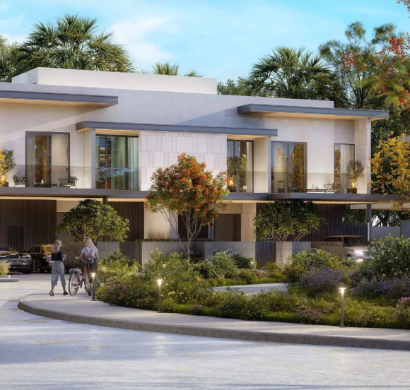 Ultra-modern 4-bedroom estate home exterior at Pinewood Estate Homes by Wasl.