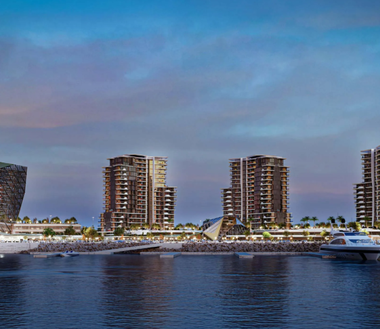 The modern Portside Square project featuring three high-rise residential towers and contemporary architectural design.