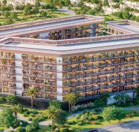 Community overview showing interconnected residential buildings and open space