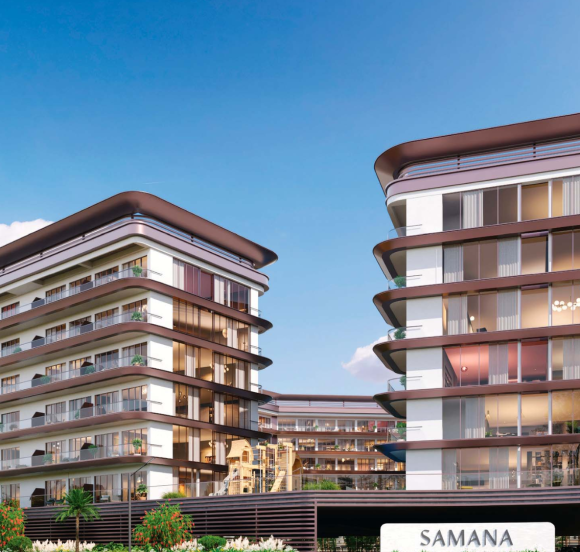 Modern exterior view of Samana Hills South residential building