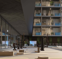 High-floor view overlooking the city and skyline