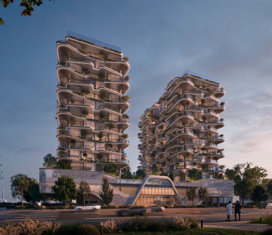 Exterior view of Serenique Treppan’s modern architecture with coastal backdrops