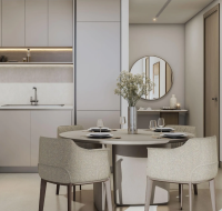 Premium high-rise living with lagoon views, greenery, and urban skyline.