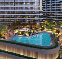 Elegant waterfront apartments with expansive city views and natural surroundings.