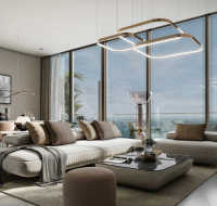 Multi-level residential amenity decks featuring a running track, vertical gardens, gyms, and a rock climbing wall.