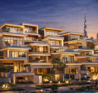 Modern townhouses at Tilal Binghatti with landscaped views