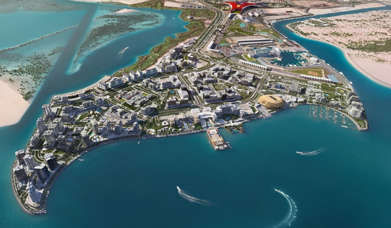 Freehold villas for sale in Yas Acres Abu Dhabi with golf course view .